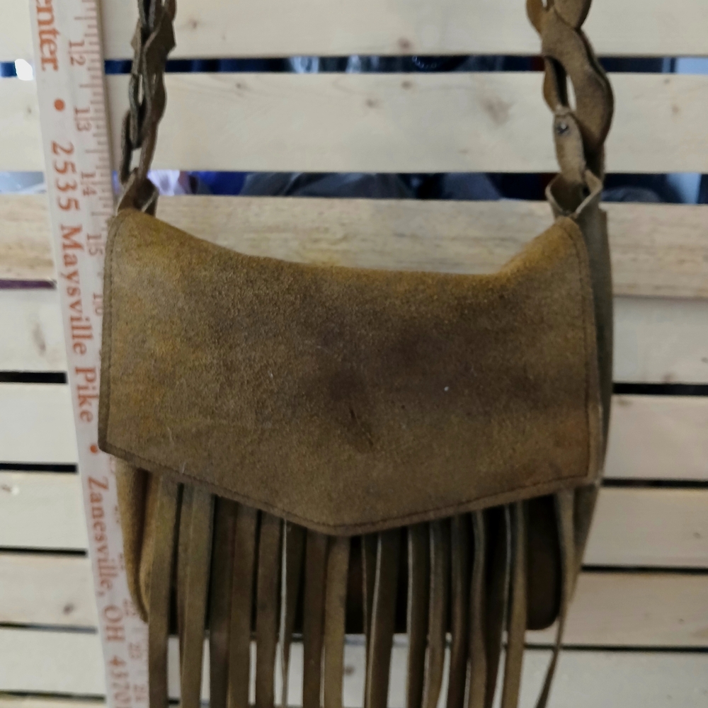 VTG Suede Purse, Small Brown Fringe
